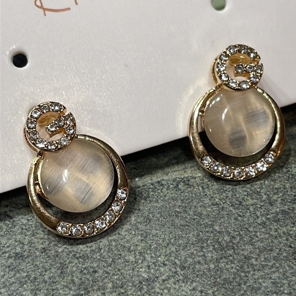 Luxury Rhinestone G Circle Drop Earrings - Picture 8 of 11